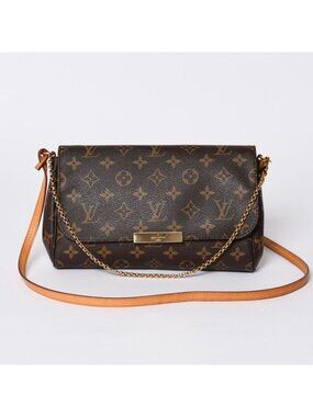 Louis Vuitton Monogram Favorite MM Shoulder Bag Brown Gold
